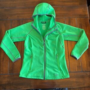 L.L. Bean Full Zip Kelly Green Performance Elastane Stretch Hoodie Misses Size S
